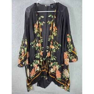 Urban Outfitters COPE Floral Kimono Cardigan Sheer Open Front Boho Shawl Top OS